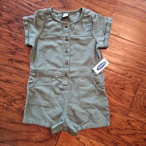 NEW Old Navy 12-18 Month Baby Toddler Girl Green Romper Short Sleeve Shorts